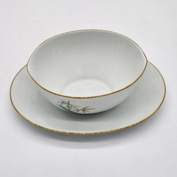 Vintage Noritake Gravy Boat with Attached Underplate Oriental #6341 - Picture 3 of 6